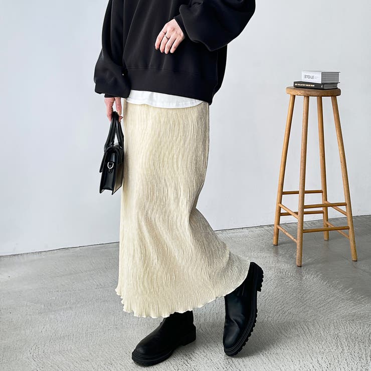 すっきり見え！ベロアプリーツロングスカート[品番：GERW0010812