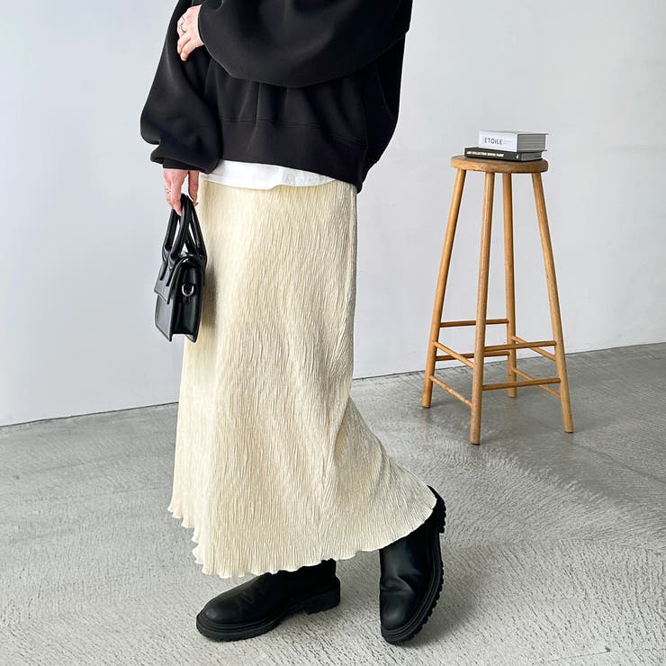 すっきり見え！ベロアプリーツロングスカート[品番：GERW0010812