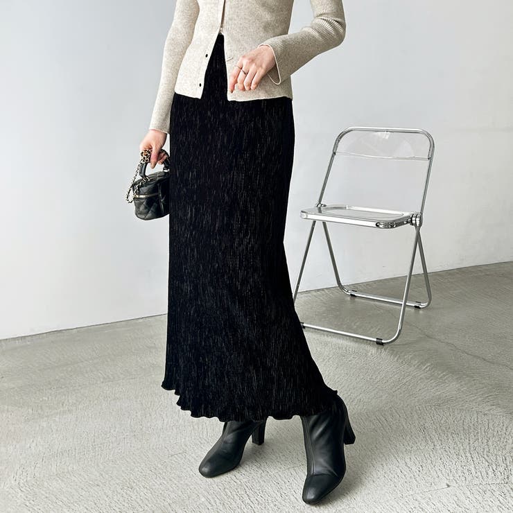 すっきり見え！ベロアプリーツロングスカート | GeeRA | 詳細画像14 