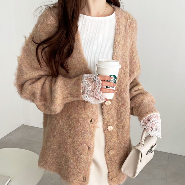 ベージュ | ブークレミックスシャギーカーディガン | GeeRA