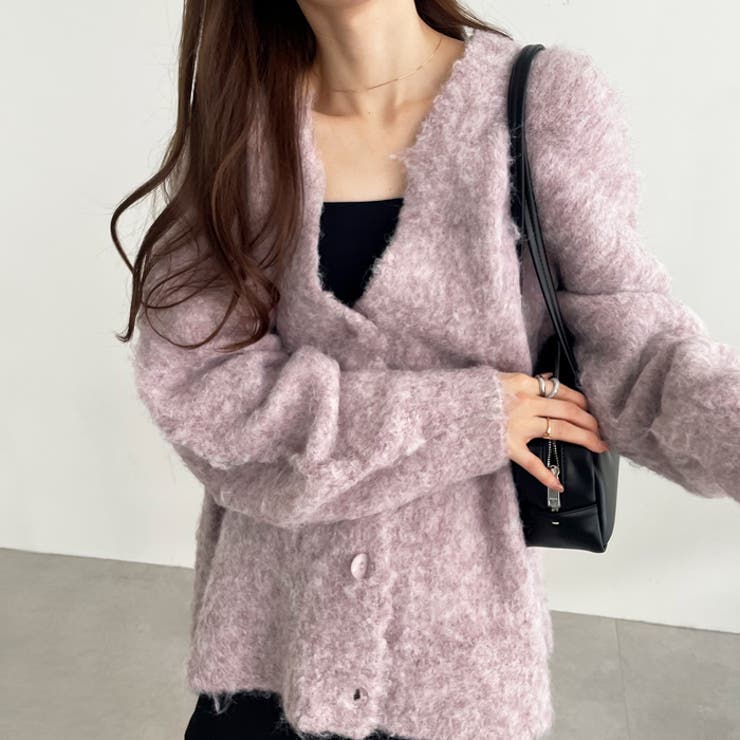 ピンク | ブークレミックスシャギーカーディガン | GeeRA