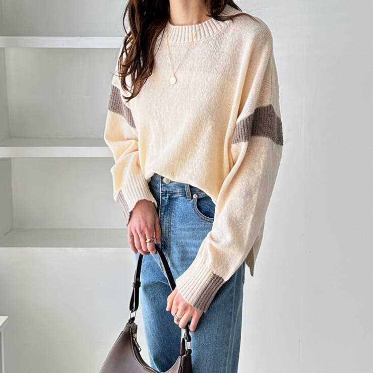 配色ラインニットプルオーバー | GeeRA | 詳細画像3 