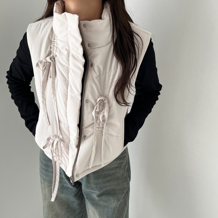 リボンフェイクダウンベスト | GeeRA | 詳細画像5 