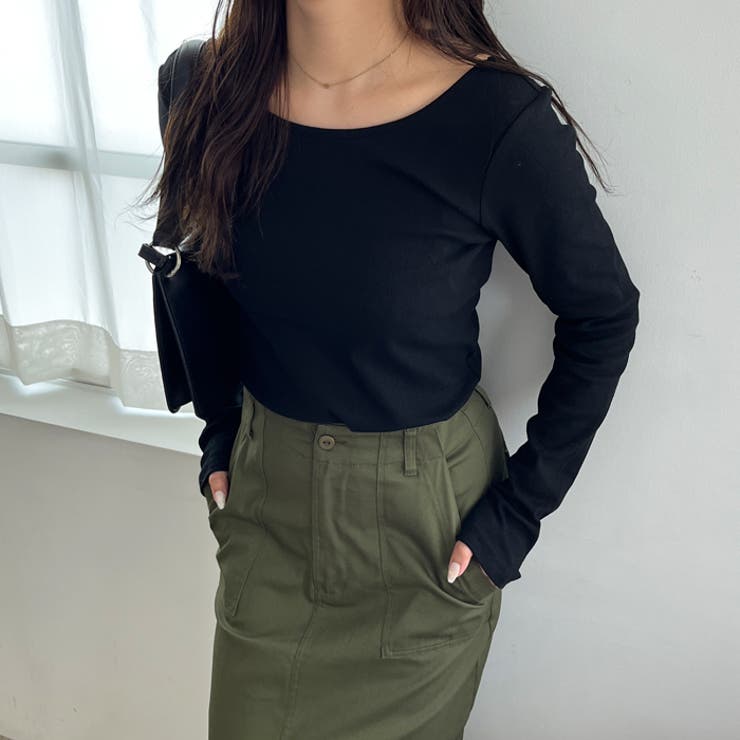 ブラック | 【nelliy.】バックオープンリブトップス | GeeRA