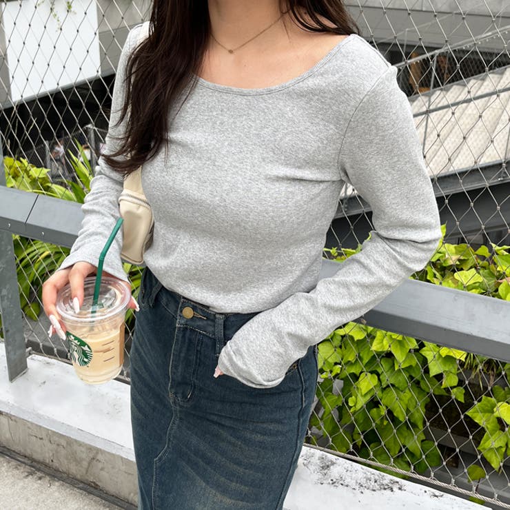 グレー | 【nelliy.】バックオープンリブトップス | GeeRA