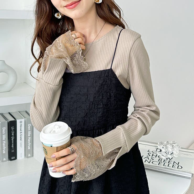 袖口レースボートネックリブカットソー | GeeRA | 詳細画像35 