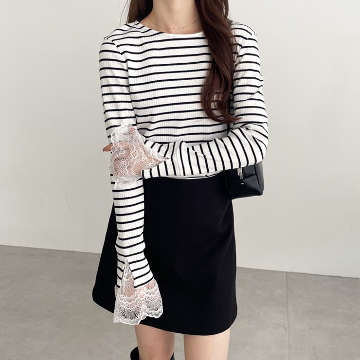 袖口レースボートネックリブカットソー | GeeRA | 詳細画像21 