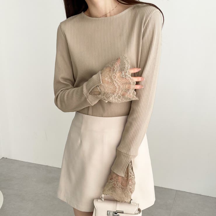 袖口レースボートネックリブカットソー | GeeRA | 詳細画像31 