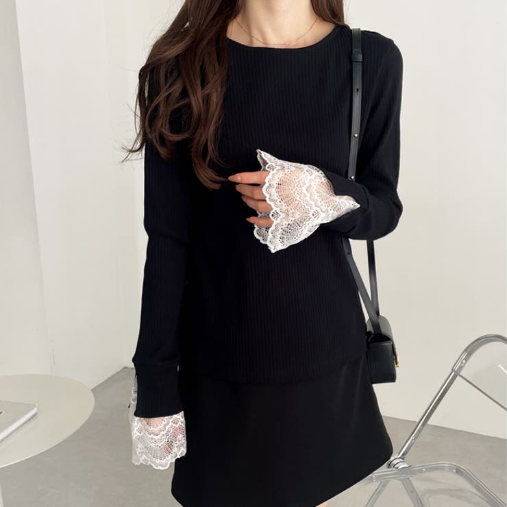 袖口レースボートネックリブカットソー | GeeRA | 詳細画像41 