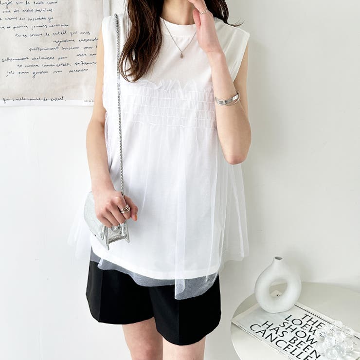 オフホワイト | チュールドッキングＴ | GeeRA