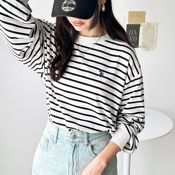 U．S． POLO ASSN．】配色ラインロンT[品番