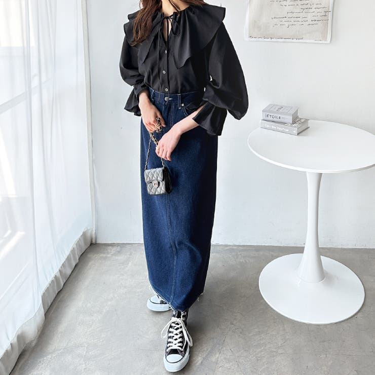 新品 エバゴス フリルロングブラウス タグ付き