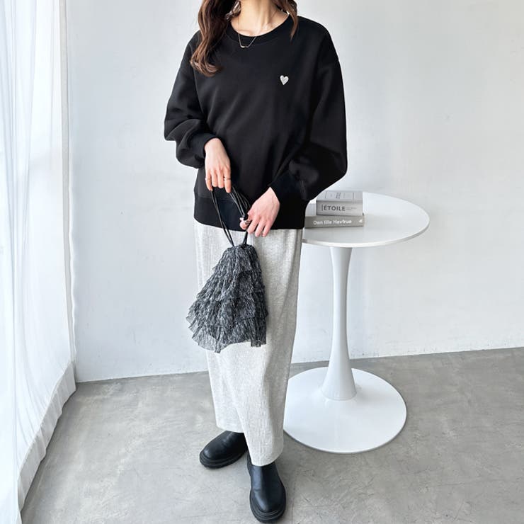 ハート刺しゅう裏起毛スウェット[品番：GERW0010763]｜GeeRA