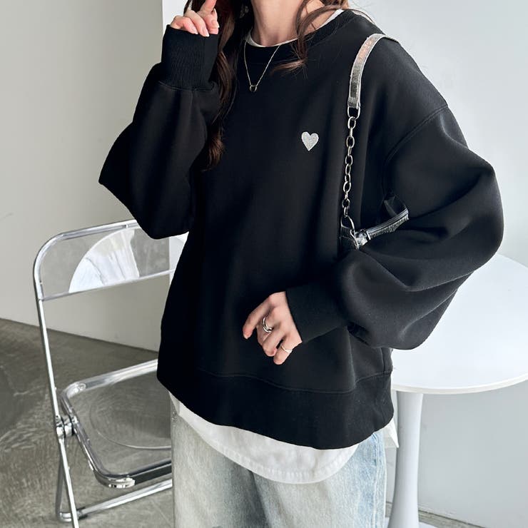 ロゴ＆ハート刺しゅう裏起毛スウェット | GeeRA | 詳細画像8 