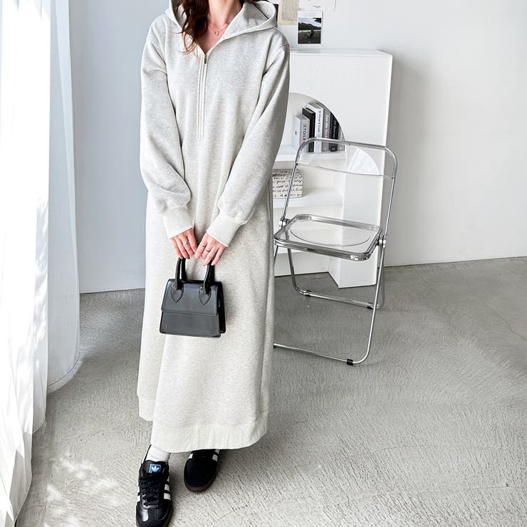 ハーフジップ裏起毛パーカーワンピース | GeeRA | 詳細画像21 