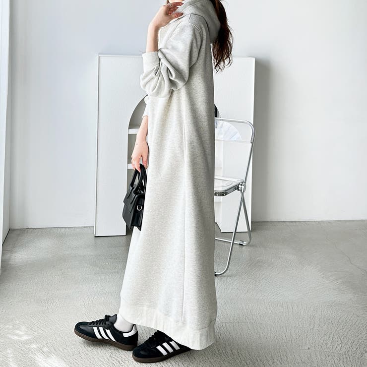 ハーフジップ裏起毛パーカーワンピース | GeeRA | 詳細画像23 