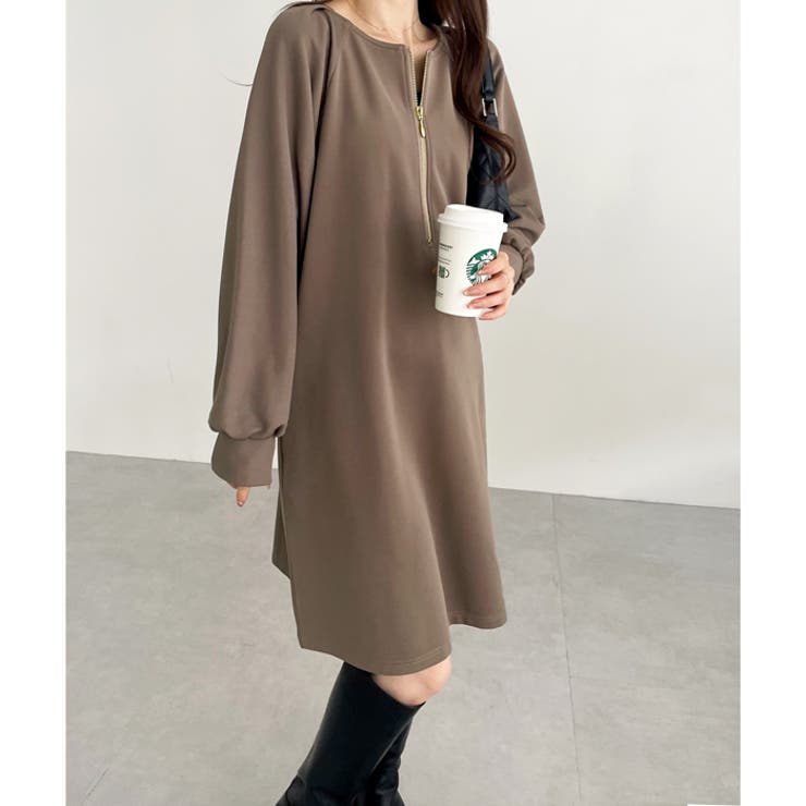 前後2WAYハーフジップミニワンピース[品番：GERW0010767]｜GeeRA