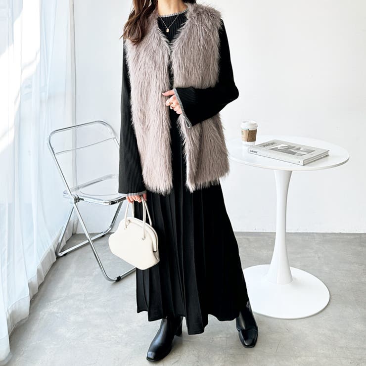 配色デザインフィット＆フレアーニットワンピ | GeeRA | 詳細画像4 