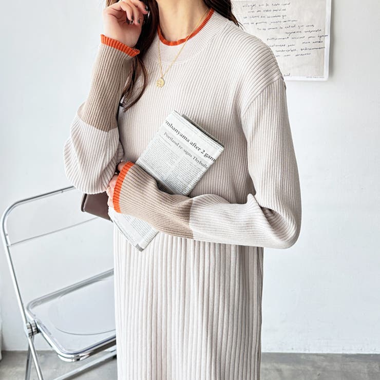 全骨格細見え！配色リブニットワンピース | GeeRA | 詳細画像10 