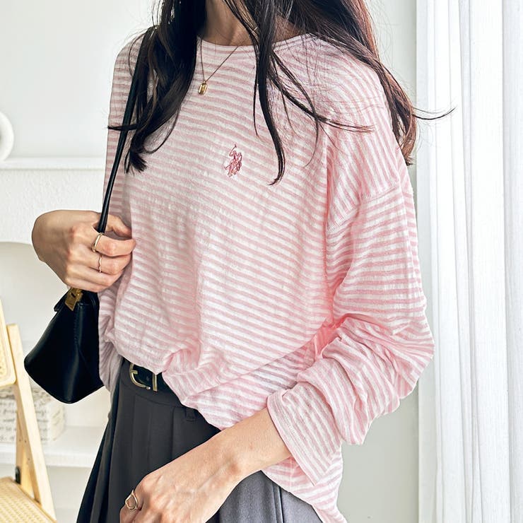 ピンク系ボーダー | 【Ｕ．Ｓ． ＰＯＬＯ ＡＳＳＮ．】スラブシアーロンＴ  | GeeRA