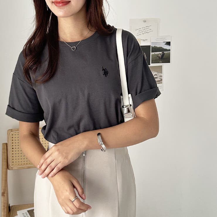 U．S． POLO ASSN．】ワンポイント刺しゅうカラーT