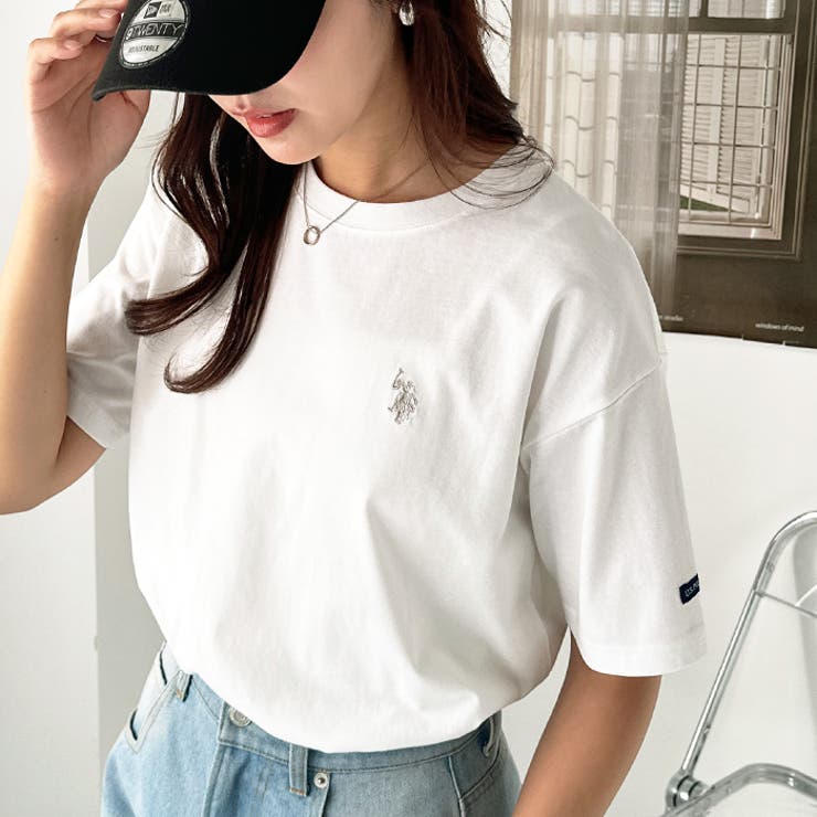 オフホワイト | 【Ｕ．Ｓ． ＰＯＬＯ ＡＳＳＮ．】ワンポイント刺しゅうカラーTシャツ | GeeRA