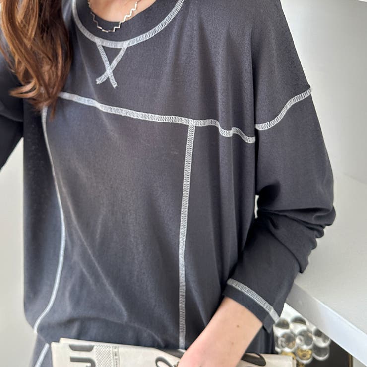 配色ステッチスラブシアーカットソー | GeeRA | 詳細画像34 