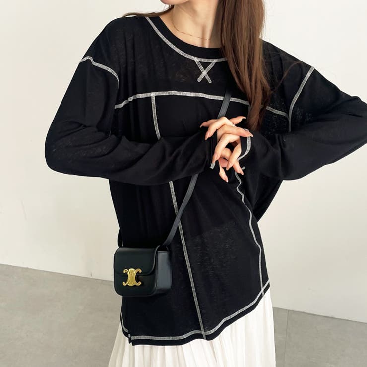 配色ステッチスラブシアーカットソー | GeeRA | 詳細画像16 