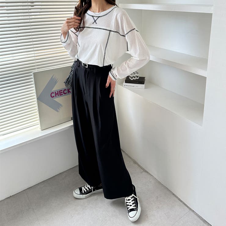 配色ステッチスラブシアーカットソー | GeeRA | 詳細画像12 