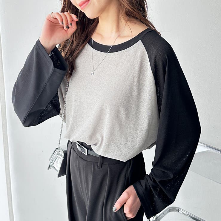 ラグラン切替配色スラブシアーカットソー | GeeRA | 詳細画像9 