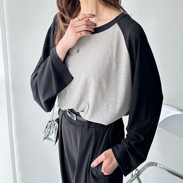 ラグラン切替配色スラブシアーカットソー | GeeRA | 詳細画像8 