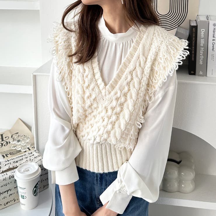 華　ella_selectshop フリンジベスト　ホワイト　美品 経典 華様専用 ella_selectshop フリンジベスト ホワイト 美品