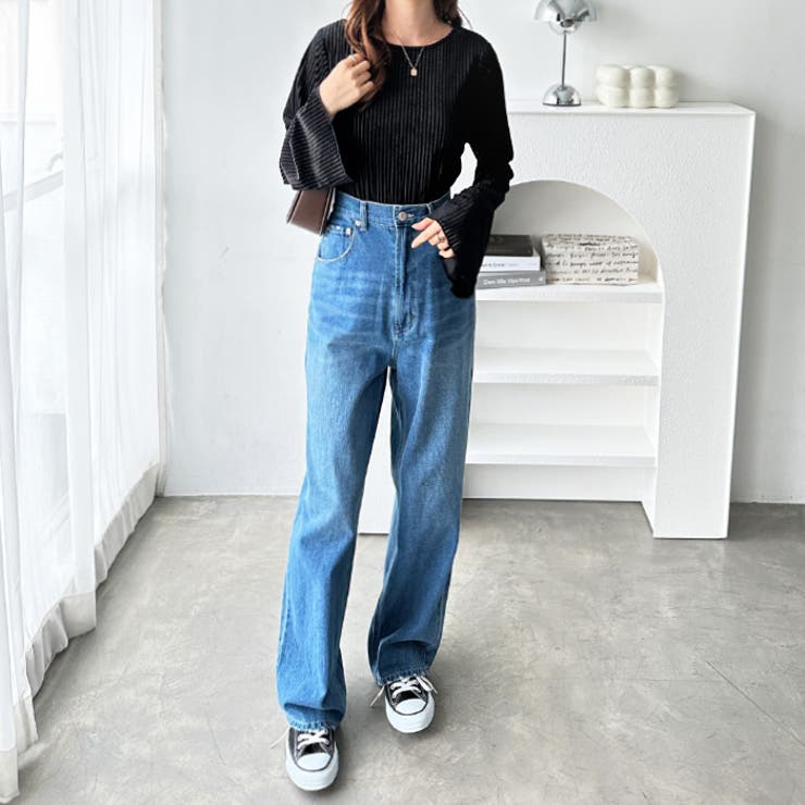 ベロアストライプフレアースリーブトップス | GeeRA | 詳細画像5 