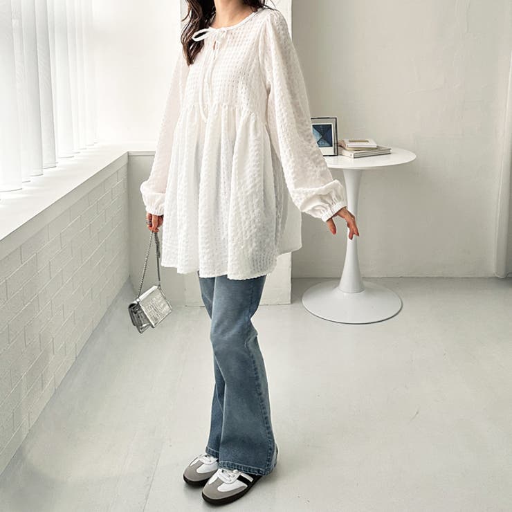 前後２ＷＡＹリボンペプラムチュニックブラウス | GeeRA | 詳細画像6 