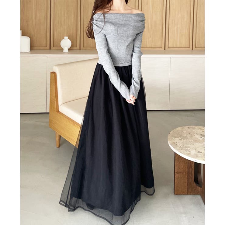 【希少】sheller デコルテレースドッキングワンピース シェリエ 白 美品 YOUING.】オフショルチュールドッキングワンピース [品番