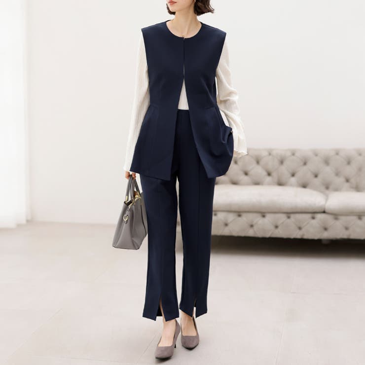 ペプラムベスト　セットアップ　パンツセットアップ　セレモニースーツ　オケージョン 入卒式/セレモニー】ペプラムベストセットアップスーツ[品番