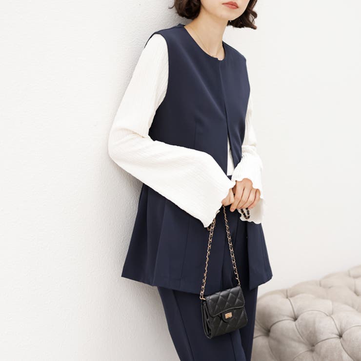 ネイビー | 【入卒式/セレモニー】ペプラムベストセットアップスーツ | GeeRA