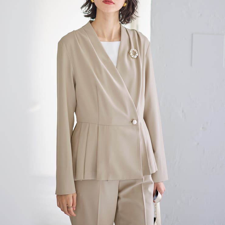 【２点セット】パールボタンペプラムプリーツブラウスセットアップ  | GeeRA | 詳細画像14 