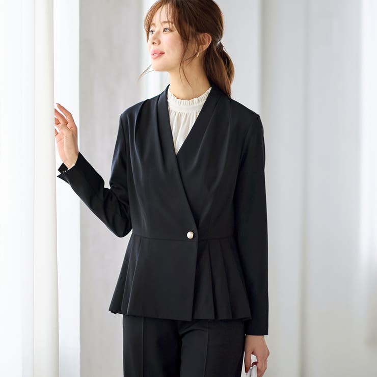 【２点セット】パールボタンペプラムプリーツブラウスセットアップ  | GeeRA | 詳細画像25 