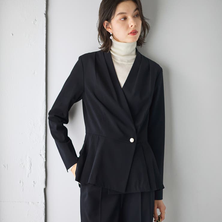 【２点セット】パールボタンペプラムプリーツブラウスセットアップ  | GeeRA | 詳細画像32 