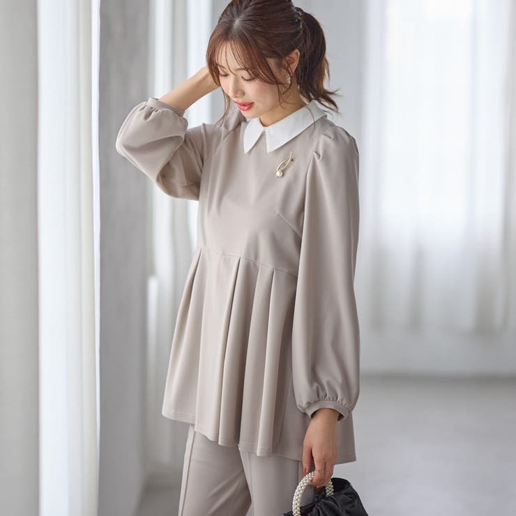 2点セット】2WAYプリーツ切替ブラウスセットアップ[品番