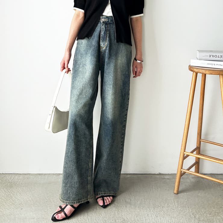 美脚見え！２ボタンウエストワイドデニムパンツ | GeeRA | 詳細画像3 