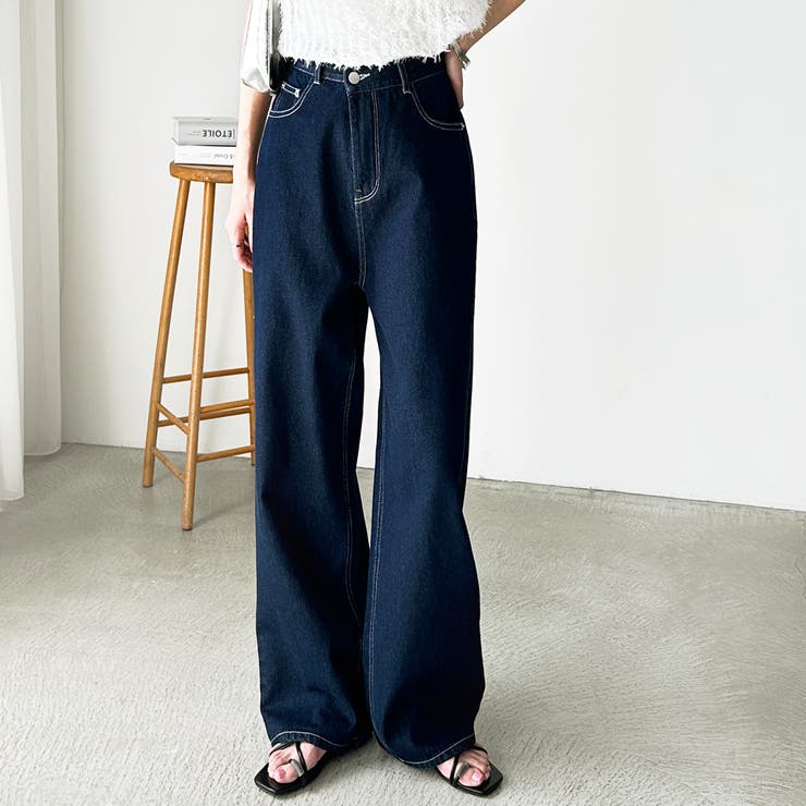 美脚見え！２ボタンウエストワイドデニムパンツ | GeeRA | 詳細画像32 