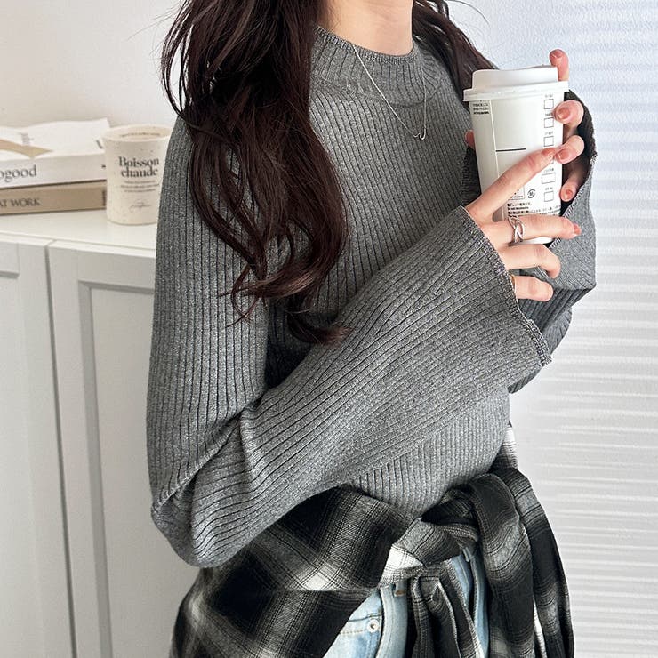 フレア袖ラメリブショートニットトップス | GeeRA | 詳細画像16 