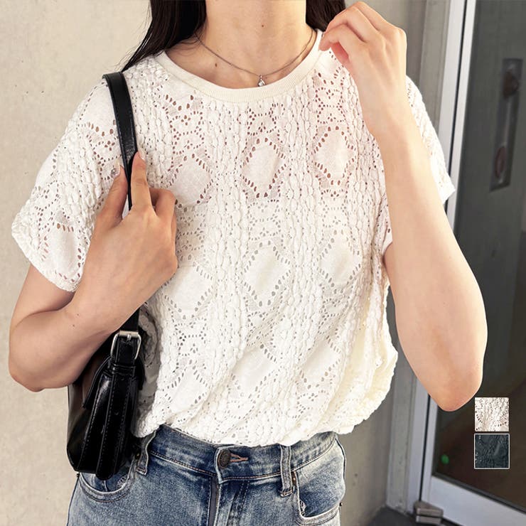 総レースフレンチスリーブＴシャツ | GeeRA | 詳細画像1 