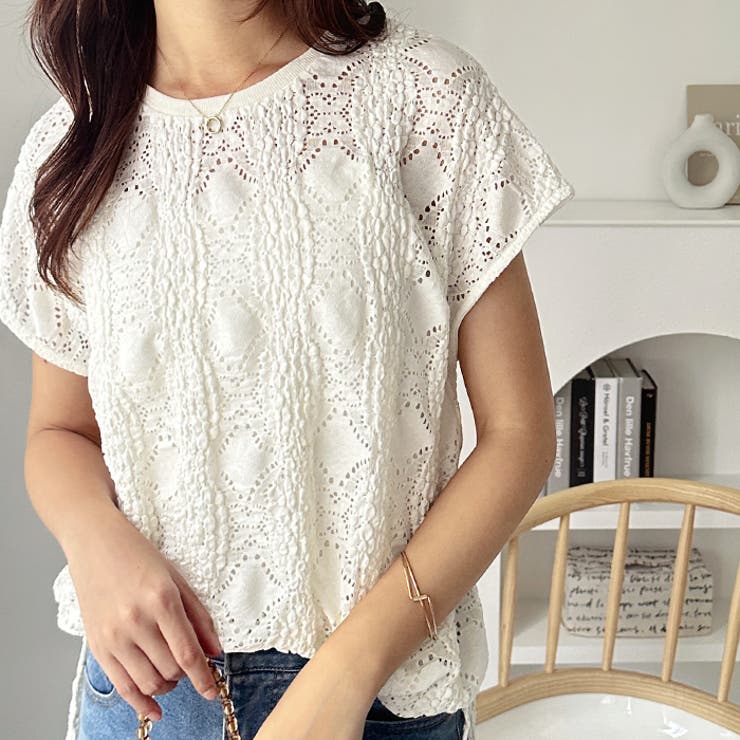 総レースフレンチスリーブＴシャツ | GeeRA | 詳細画像2 