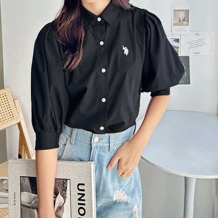 kumukukuお洋服セット① U．S． POLO ASSN．】ボリューム袖シャツブラウス[品番