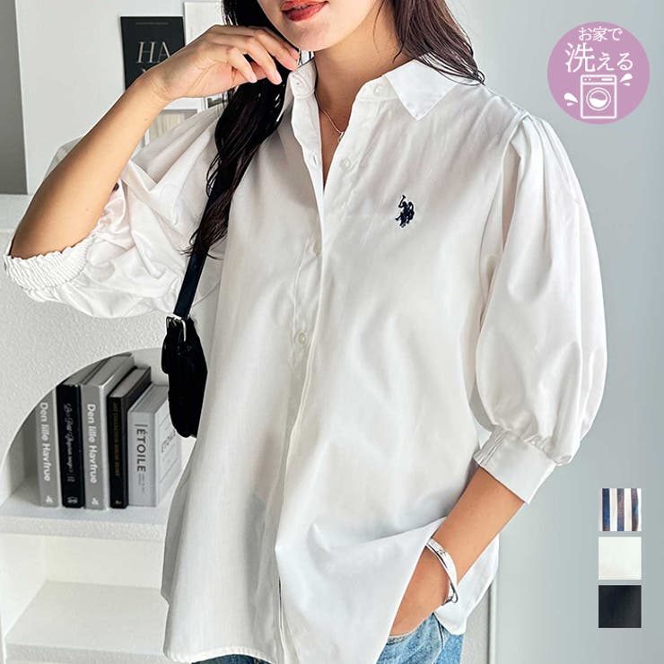 U．S． POLO ASSN．】ボリューム袖シャツブラウス
