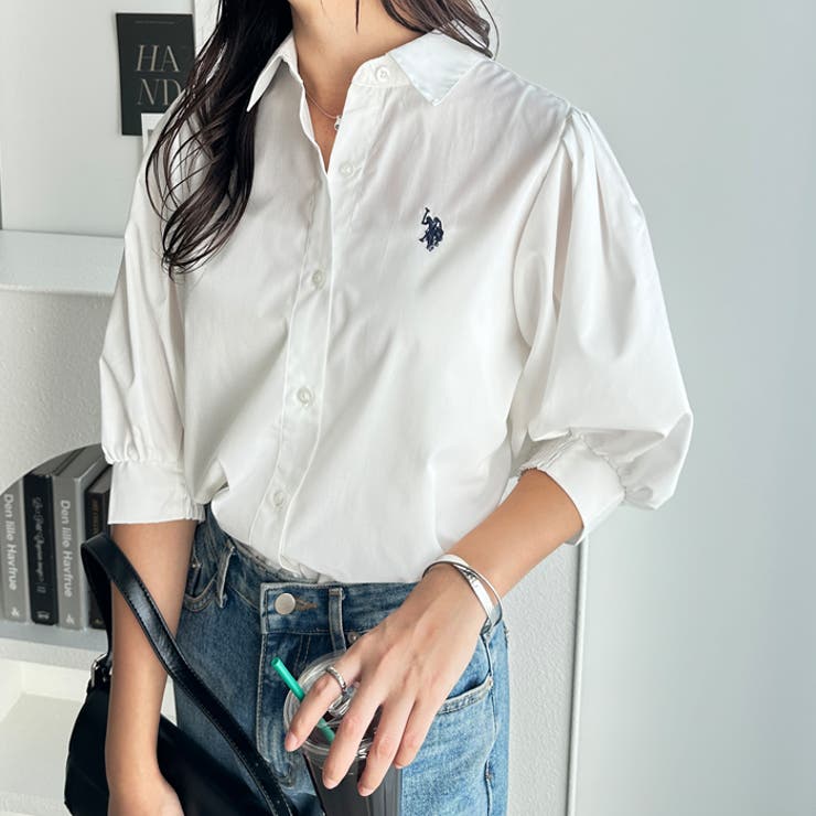 U．S． POLO ASSN．】ボリューム袖シャツブラウス