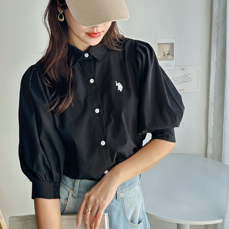 U．S． POLO ASSN．】ボリューム袖シャツブラウス
